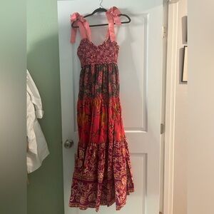 Free people bluebell, maxi dress with ribbons